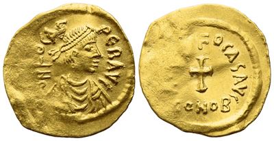 Phocas (602-610), Tremissis, Constantinople; Av (1,39 G; 16,6 MM; 6 H)