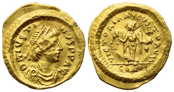 Justin I (518-527), Tremissis, Constantinople; AV (1,48 g; 15 mm; 7 h)