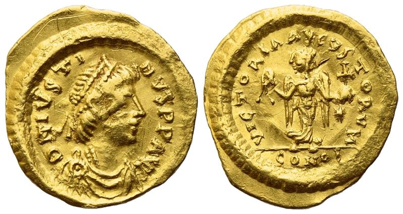 Justin i (518-527), Tremissis, Constantinople; Av (1,48 G; 15 MM; 7 H)