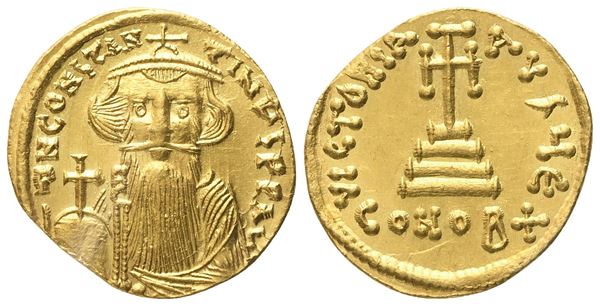 Constans II (641-668), Solidus, Constantinopolis; AV (4,50 g; 19,2 mm; 6 h)