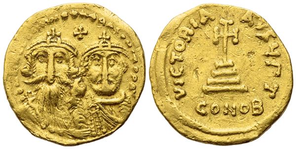 Heraclius (610-641) with Heraclius Constantine, Solidus, Constantinople; AV (4,21 g; 19,4 mm; 6 h)