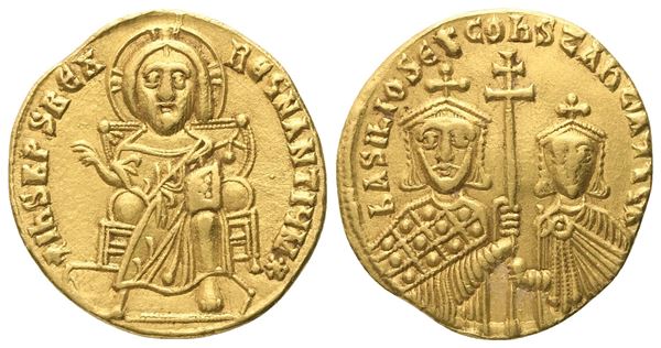 Basil I (867-886), with Constantine, Solidus, Constantinopolis; AV (4,39 g; 19,2 mm;  6 h)
