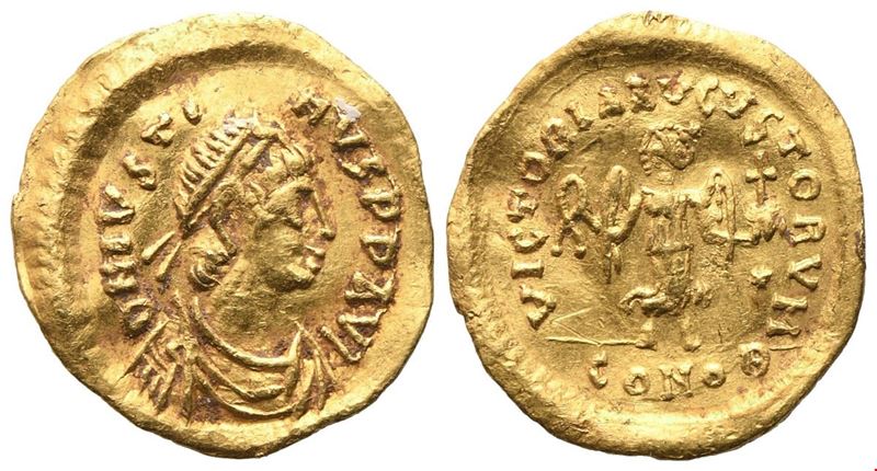 Justin I, Tremissis (Costantinopoli), AV