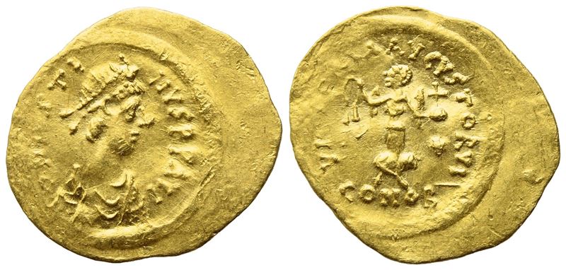 Justin II (565-578), Tremissis, Constantinople; Av (1,46 G; 17 MM; 6 H)