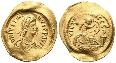 Giustiniano I (527-565), Semissis, Costantinopoli, oro
