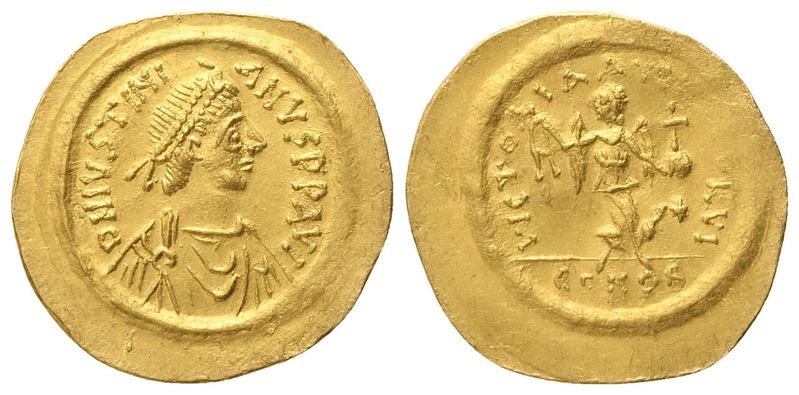 Justinian I (527–565), Tremissis di Costantinopoli