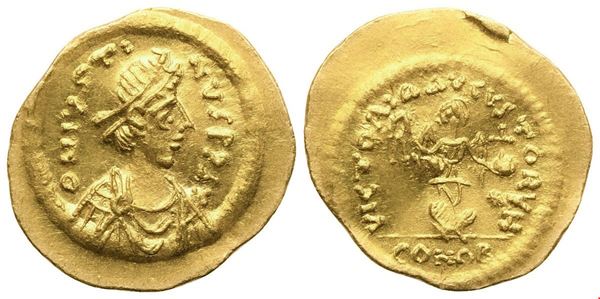 Justin II (565-578), Tremissis, Constantinopolis; AV (1,48 g; 15,7 mm; 6 h)