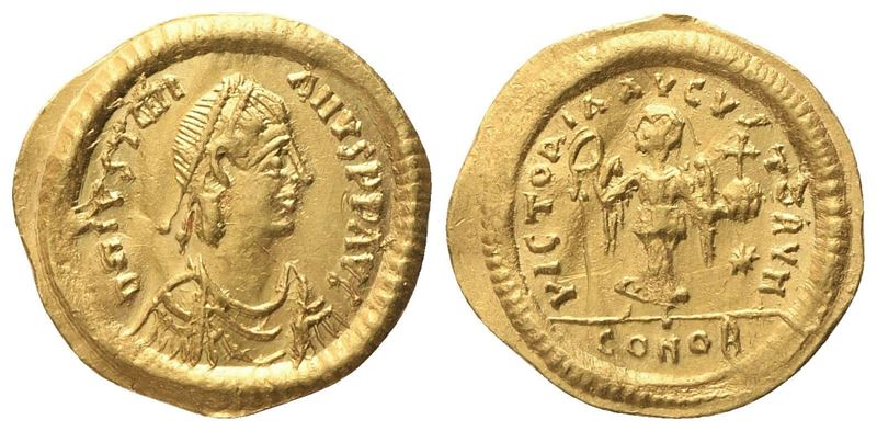 Giustiniano I (527-565), Tremissis di Costantinopoli