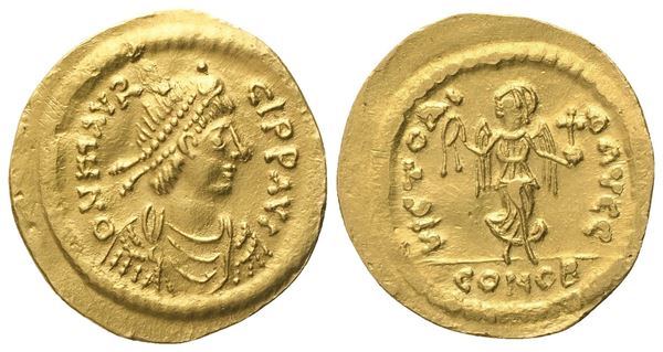 Maurice Tiberius (582-602), Semissis, Constantinopolis; AV (2,24 g; 18,4 mm; 6 h)