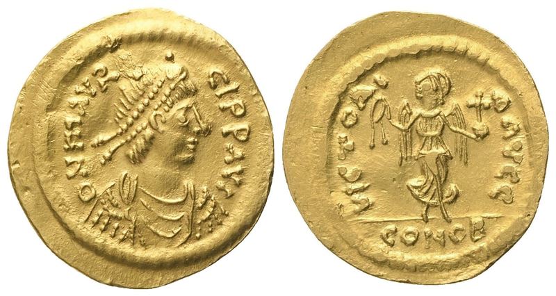 Maurice Tiberius, Semissis di Constantinopolis, AV (582-602)