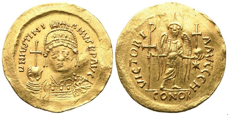 Giustiniano I (527-565), Solidus in oro, Roma