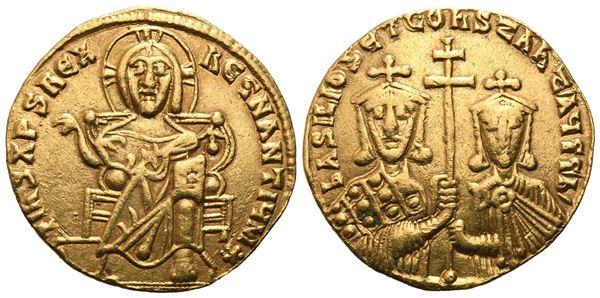 Basil I (867-886) with Constantine, Solidus, Constantinople; AV (4,37 g; 19 mm; 6 h)