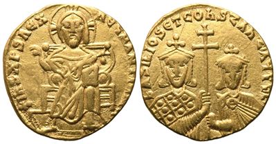 Basilio I e Costantino, Solidus in oro, Costantinopoli (AV)