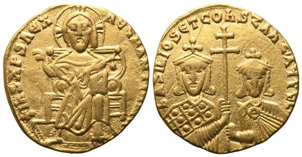 Basil I (867-886) with Constantine, Solidus; Constantinople; AV (4,29 g; 18,3 mm; 6 h)