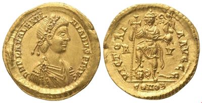 Valentiniano III, Solidus, Ravenna, c. 430-455