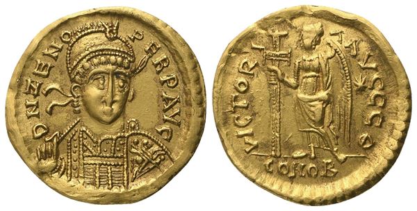 Zeno (Second reign, 476-491), Solidus, Constantinopolis; AV (4,47 g; 19,1 mm; 6 h)