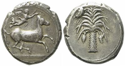 Sicily, Siculo-punic (C. 410-395), Tetradrachm; Ar (17,17 G; 25,3 MM)