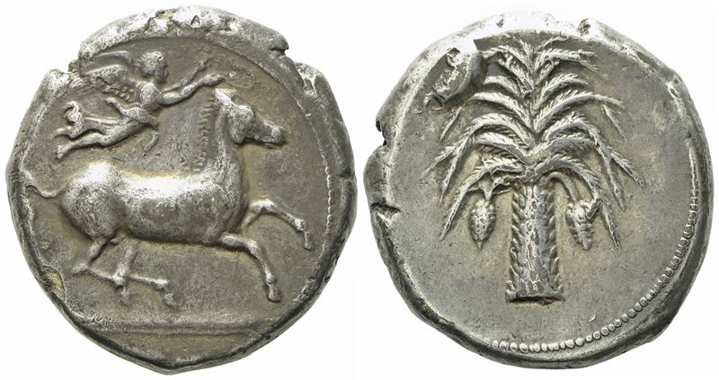 Sicily, Siculo-punic (C. 410-395), Tetradrachm; Ar (17,17 G; 25,3 MM)