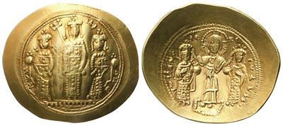 Romanos IV Diogenes (1068–1071) ed Eudocia, Histamenon nomisma (Costantinopoli), moneta in oro