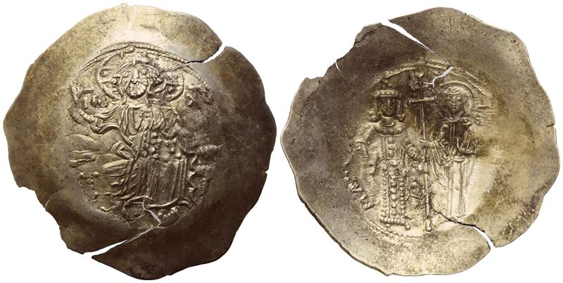 Manuel i Comnenus (1143-1180), Aspron Trachy, Constantinople; El (3,99 G; 33,4 MM; 6 H)