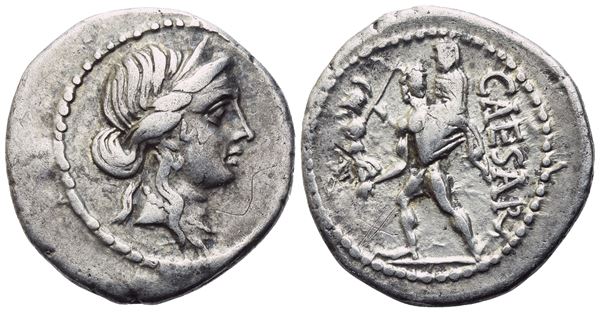 Julius Caesar, Denarius, Military mint moving with Caesar in North Africa, 48-47; AR (3,85 g; 18,7 mm; 6 h)