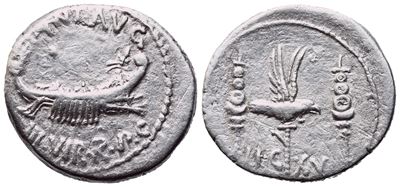 Mark Antony, Denarius, Military Mint Moving With Mark Antony (patrae?), 32-31 Bc; Ar (3,28 G; 18,...
