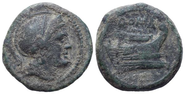 Anonymous, Quartuncia, Rome, c. 217-215 BC; Æ (2,81, g; 15,8 mm; 5 h)