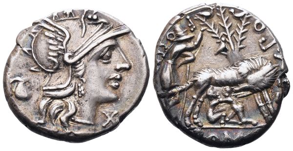 Sex. Pompeius Fostlus, Denarius, 137 BC; AR (3,93 g; 19,1 mm; 10 h)