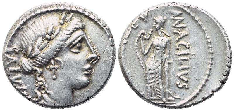 Mn. Acilius Glabrio, Denarius, Rome, 49 Bc; Ar (4 G; 18 MM; 6 H)
