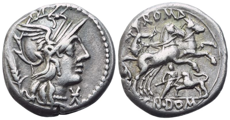 Cn. Domitius Ahenobarbus, Denarius, Rome, 128 Bc; Ar (3,89 G; 17,3 MM; 9 H)