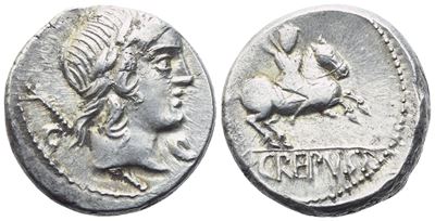 P. Crepusius, Denarius, Rome, 82 Bc; Ar (3,70 G; 16,4 MM; 7 H)