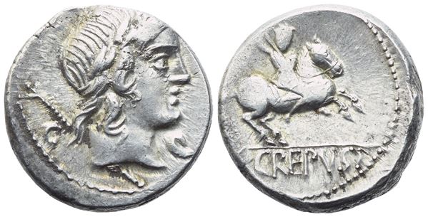P. Crepusius, Denarius, Rome, 82 BC; AR (3,70 g; 16,4 mm; 7 h)