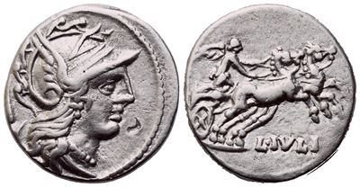 L. Julius, Denarius, Rome, 141 Bc; Ar (3,83 G; 17,5 MM; 6 H)