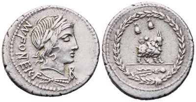 Mn. Fonteius, Denarius, Rome, 85 Bc; Ar (3,46 G; 20,6 MM; 9 H)