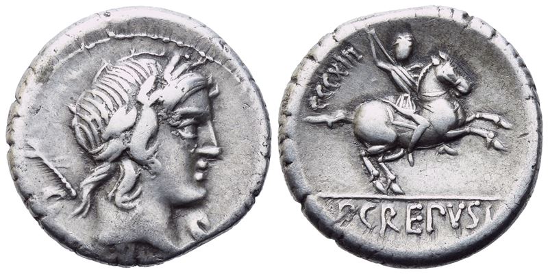 P. Crepusius, Denarius, Rome, 82 Bc; Ar (3,77 G; 17,8 MM; 7 H)