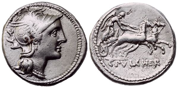 C. Claudius Pulcher, Denarius, Rome, 110-109 BC; AR (3,88 g; 18 mm; 5 h)