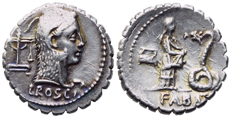 L. Roscius Fabatus, Denarius Serratus, Rome, 59 Bc; Ar (3,91 G; 17,8 MM; 4 H)