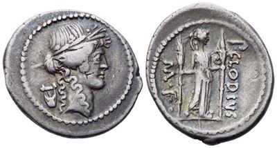 P. Clodius Turrinus, Denarius, Rome, 42 Bc; Ar (3,91 G; 20,5 MM; 3 H)