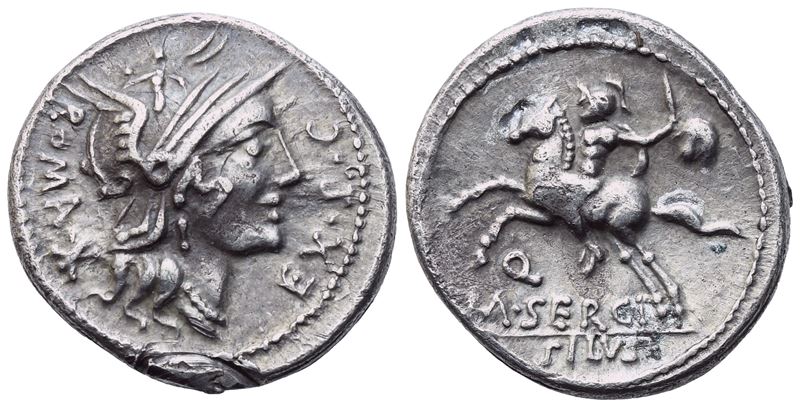 M. Sergius Silus, Denarius, Rome, 116-115 Bc; Ar (3,34 G; 18,9 MM; 3 H)
