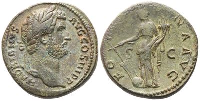 Adriano, Fortuna, sestante (As/Æ), Roma, 134-138