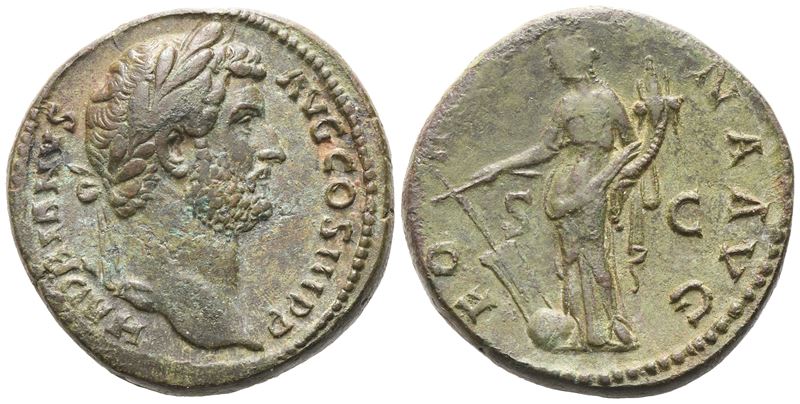 Adriano, Fortuna, sestante (As/Æ), Roma, 134-138