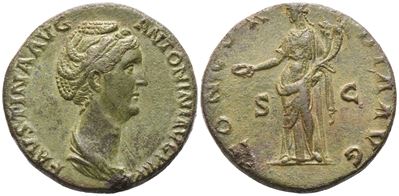 Faustina I, Sestertius coniato sotto Antonino Pio, Roma (c. 139), bronzo