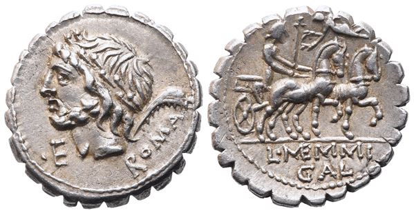 L. Memmius Galeria, Denarius serratus, 106 BC; AR (3,88 g; 18,2 mm; 9 h)
