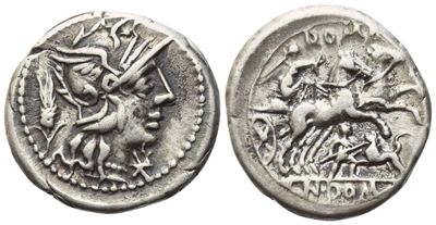 Domitius Ahenobarbus (Cn.), Denario romano, 128 a.C.
