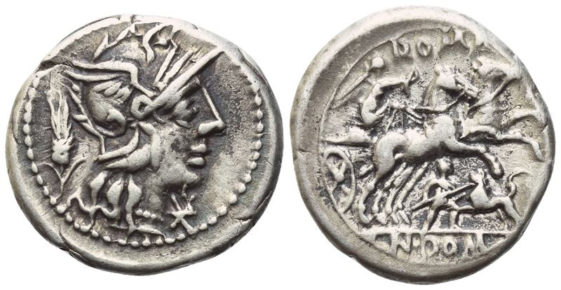 Domitius Ahenobarbus (Cn.), Denario romano, 128 a.C.