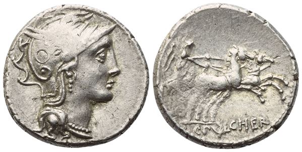 C. Claudius Pulcher, Denarius, Rome, 110-109 BC; AR (3,84 g; 17 mm; 4 h)