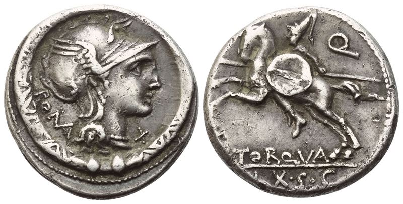 L. Manlius Torquatus, Denarius, Rome, 113-112 BC; AR (4 g; 17,7 mm; 6 h)