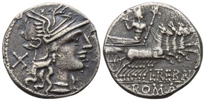 L. Trebanius, Denario romano (AR), Roma, 135 a.C.