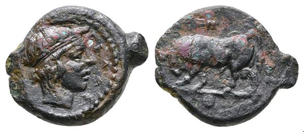 Sicily, Gela, c. 420-405 BC. Æ Onkia (11mm, 1.38g).  - Auction Greek, Roman and Byzantine Coins	 - Bertolami Fine Art - Prague