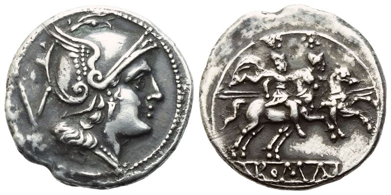Anonymous, Quinarius, Uncertain Campanian mint (Cales?), 214 BC; AR (2,06 g; 15 mm; 6 h)